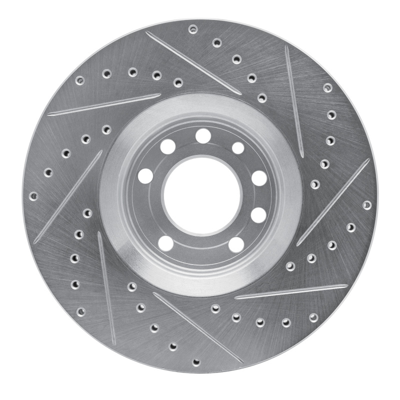 Cadillac BLS Brake Rotor (1) - Front Left - R1 Concepts - Drilled & Slotted - Silver - `03-`11